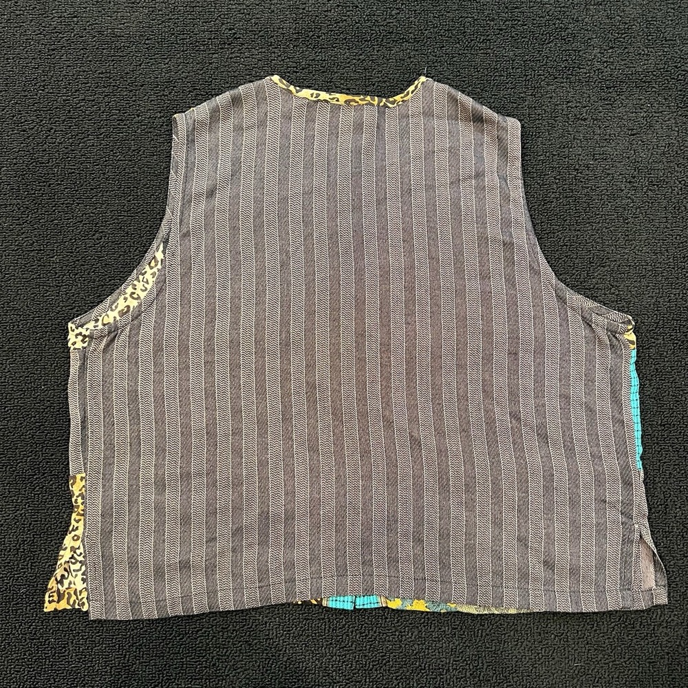 Faith Celia Forrester Vest L Patchwork Mixed Print Boho Artsy Unique Whimsy - Picture 7 of 8
